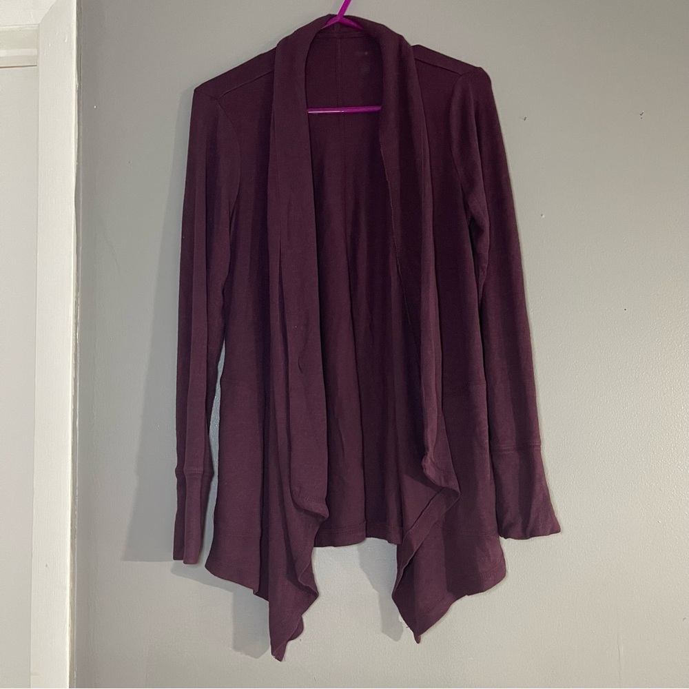 Women's Purple/Burgundy Open Front Cardigan
